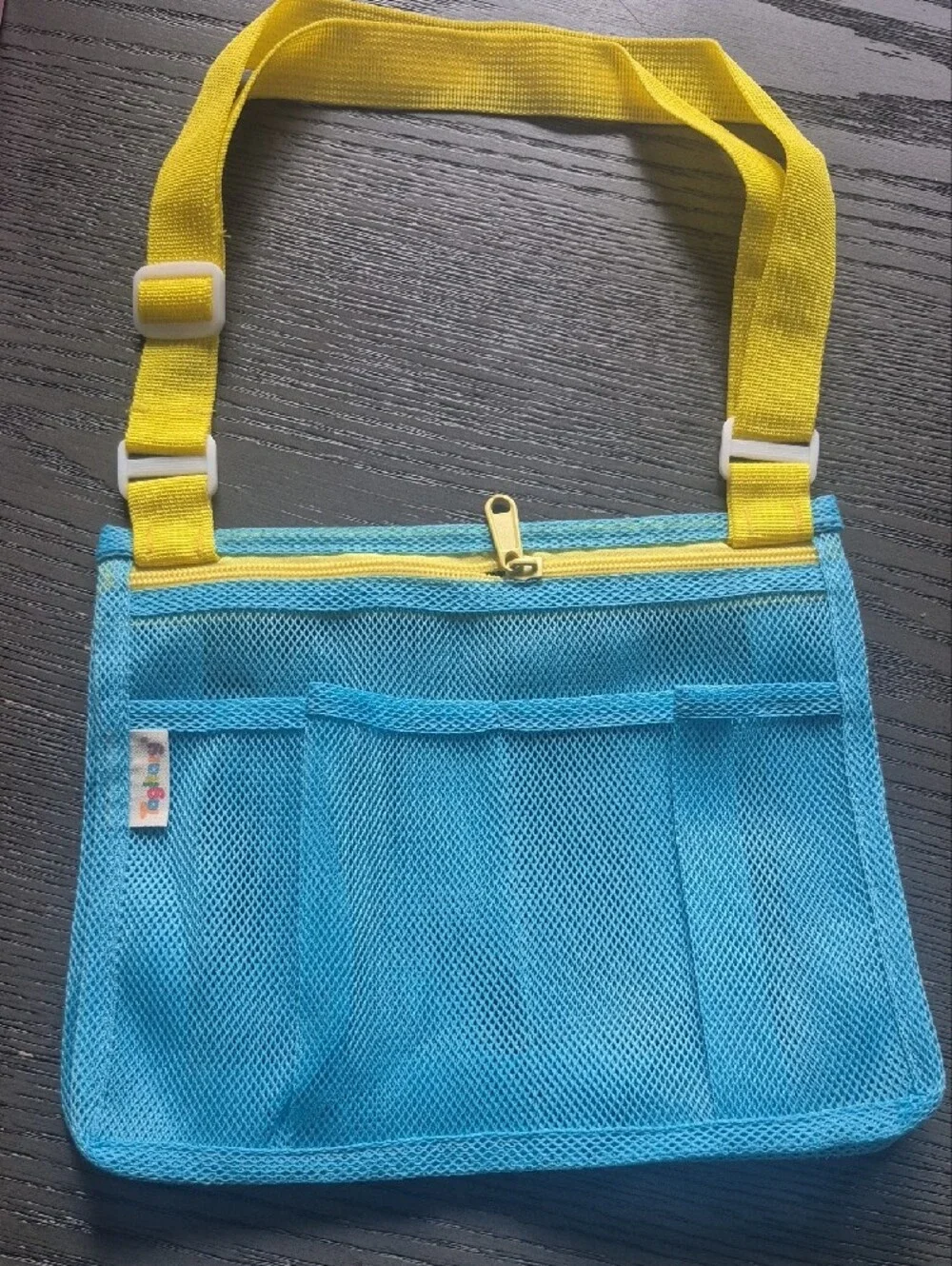 Kids Beach Shell Mesh Bag Set - Blue, Yellow, Orange